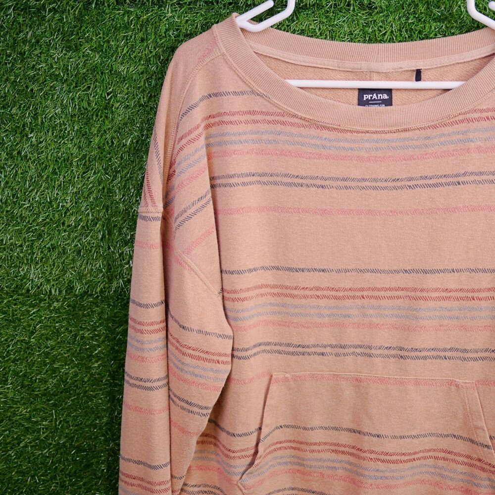 prAna Cozy Up Suncation Hemp Striped Top Canvas Multi - Women's Size M